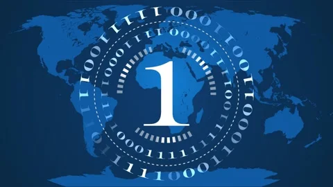 Abstract digital computer background - circles of binary code on changing digits Stock Footage 143177658