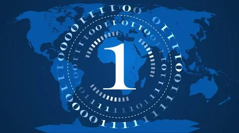 Abstract digital computer background - circles of binary code with digit 1 Stockillustratie