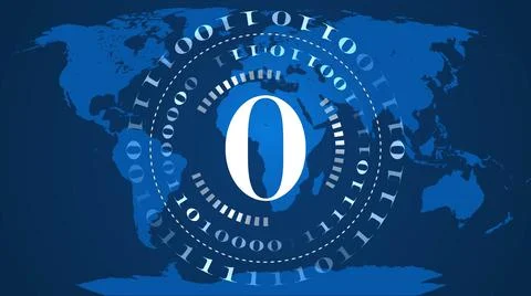 Abstract digital computer background - circles of binary code with digit 0 Stockillustratie