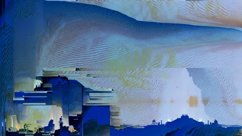 Abstract digital computer pixels interferences. Blue glitch waves. LOOP Stock Footage 117413779