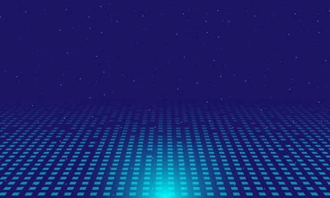 Abstract digital concept lighting effect glowing particles dots on blue Stock Illustration