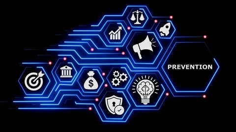 Abstract digital concept for risk prevention and security analysis. Stock Illustration