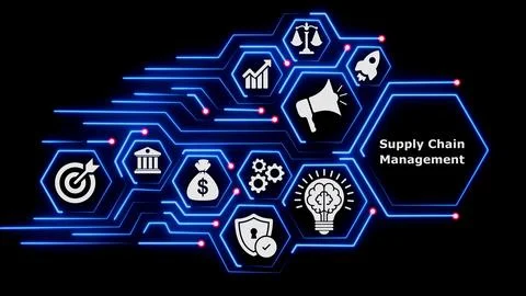 Abstract digital concept for supply chain management and logistics. イラスト素材