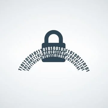 Abstract digital conceptual technology security with lock, binary code goes t Stock Illustration