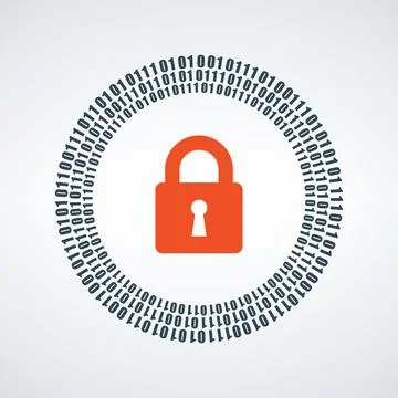 Abstract digital conceptual technology security with lock, binary circle code Stock Illustration