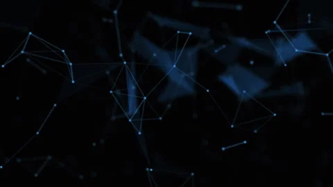 Abstract digital connection of blue moving lines and dots on black. Big data Stock Footage 279899773