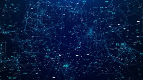 Abstract digital connection, dots, lines numbers Artificial Intelligence finance Stock Footage 278303900