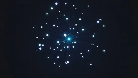 Abstract digital connection hub with glowing blue particles and radiating b.. Stock Footage 340971104