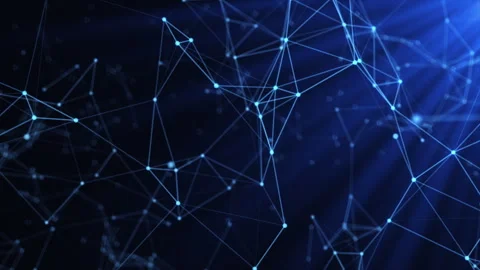 Abstract digital connection of lines and dots moving in the space. Network Stock Footage 268011211