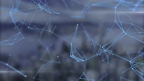 Abstract digital connection moving dots and lines. Technology background Stock Footage 148226332