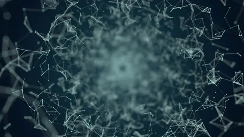 Abstract digital connection moving dots and lines. Technology background. Networ Stock Footage 154262511