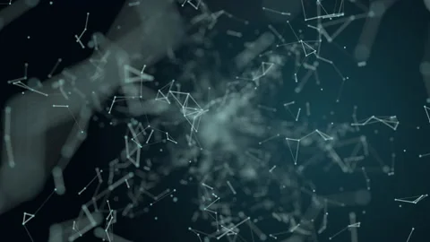 Abstract digital connection moving dots and lines. Technology background. Networ Stock Footage 154268841
