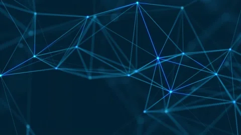 Abstract digital connection moving dots and lines. Technology background. Stock Footage 155014144