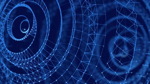 Abstract digital connection moving dots and lines. Technology background. Stock Footage 155014368