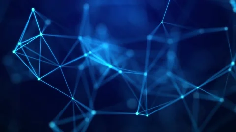 Abstract digital connection moving dots and lines. Technology background. Stock Footage 155273780