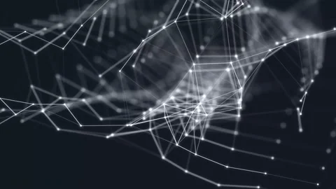 Abstract digital connection moving dots and lines. Technology background. Stock Footage 155577506