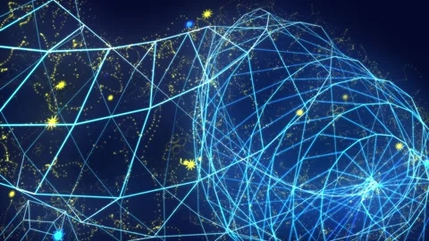 Abstract digital connection moving dots and lines Video stock 169333135