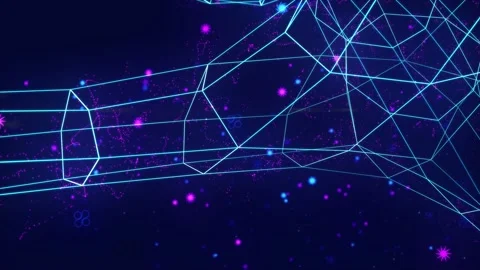 Abstract digital connection moving dots and lines Video stock 169333316