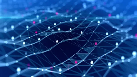 Abstract digital connection moving dots and lines. Internet network technology Stock Footage 202454803