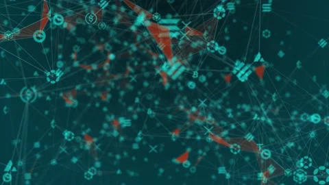 Abstract digital connection moving dots and lines. Technology background Stock Footage 228701443