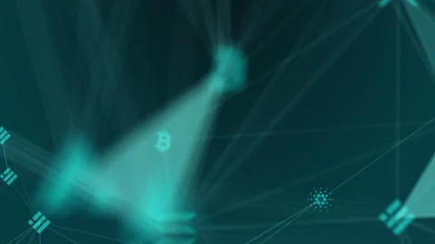 Abstract digital connection moving dots and lines. Technology background Stock Footage 229807342