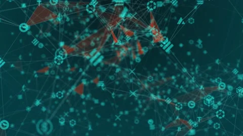 Abstract digital connection moving dots and lines. Technology background Stock Footage 229889104
