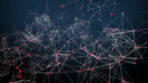 Abstract digital connection moving dots and lines. Technology background Stock Footage 232601173