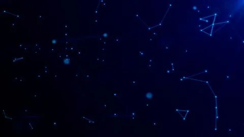 Abstract digital connection moving dots and lines. Blue, space, future, techn Stock Illustration