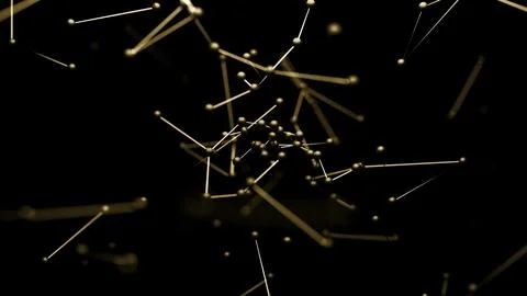 Abstract digital connection moving dots and lines. Design. Technology background Illustrazione stock