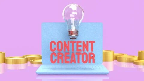 Abstract Digital Content Creation Concept With Blurred Laptop Interface 3d .. Stock Illustration