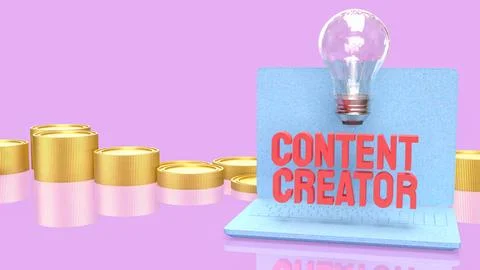 Abstract Digital Content Creation Concept With Blurred Laptop Interface 3d .. Illustrazione stock