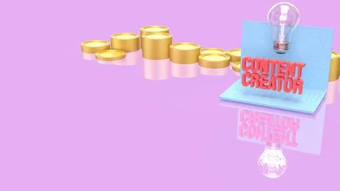 Abstract Digital Content Creation Concept With Blurred Laptop Interface 3d .. Stock Illustration