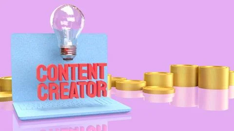 Abstract Digital Content Creation Concept With Blurred Laptop Interface 3d .. Illustrazione stock