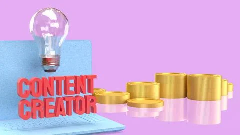 Abstract Digital Content Creation Concept With Blurred Laptop Interface 3d .. Stock Illustration