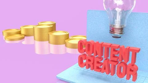 Abstract Digital Content Creation Concept With Blurred Laptop Interface 3d .. Stock Photos