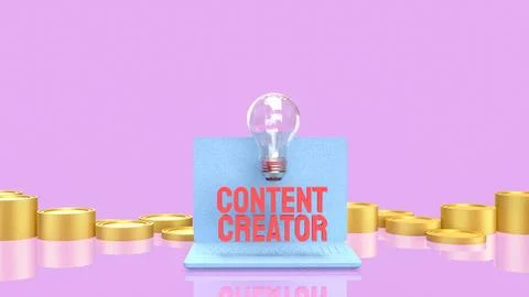 Abstract Digital Content Creation Concept With Blurred Laptop Interface 3d .. Stock Photos