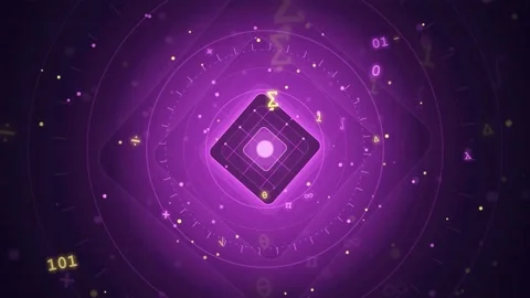 Abstract Digital CPU Processor with Glowing Neon Lights and Data Stream in Video stock 343152266
