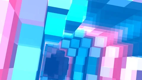 Abstract Digital Cubes Background Loop - Dynamic Blue and Pink Geometric Bl.. Stock Footage 339309400
