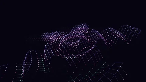 Abstract Digital Cyber Landscape with Glowing Purple Mesh Nodes Vidéo 341458198