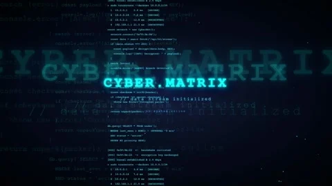 Abstract Digital Cyber Matrix Background with Scrolling Computer Code and Stock Footage 336776995