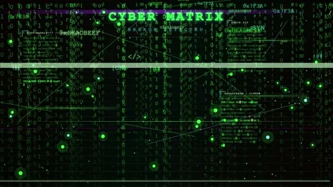 Abstract Digital Cyber Matrix Background with Scrolling Data Code and Stock Footage 346206484