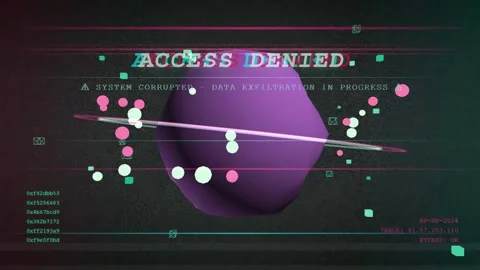 Abstract Digital Cyber Security Animation with Glitch Text and Floating Stock Footage 345761153