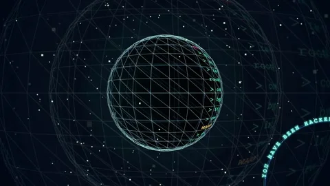 Abstract Digital Cyber Security Background with Rotating Wireframe Globe and Stock Footage 343163461