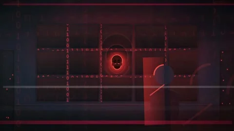 Abstract Digital Cyber Security Background with Binary Code and Glitch Effects Video stock 343165630