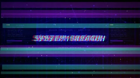 Abstract Digital Cyber Security Background with System Breach Warning and Stock Footage 346203870