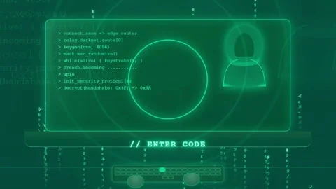 Abstract Digital Cyber Security Interface with Scrolling Code and Data Stock Footage 343162495