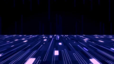 Abstract Digital Cyber Space with Glowing Blue Data Lines Stock Footage 336119617