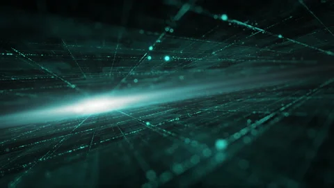 Abstract Digital cyber space particles perspective grid floor ground. Stock Footage 132113497