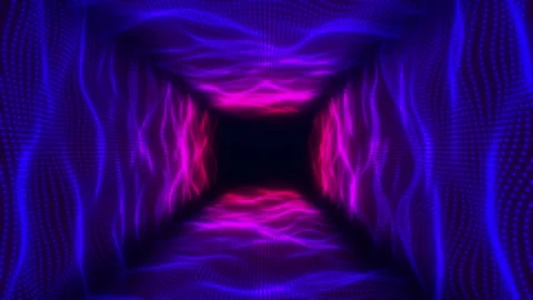 Abstract digital cyber waves. Wave tunnel of particles. Futuristic background Stock Footage 253491611