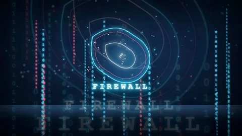 Abstract Digital Cybersecurity Animation with Firewall and Encryption Text on Stock Footage 341826071